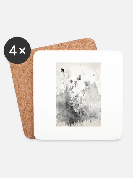 Abstrakte Aquarellmalerei - Untersetzer (4er-Set) - Weiß