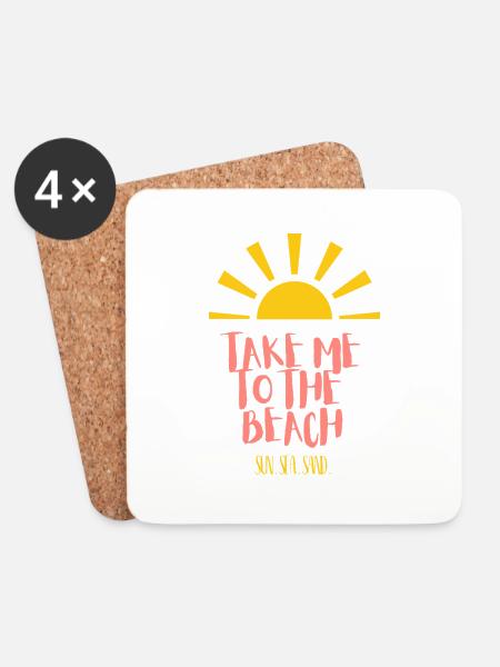 Take Me to the Beach – Sonne, Meer & Sand - Untersetzer (4er-Set) - Weiß