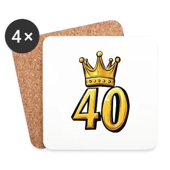 40 Zahl Krone - Untersetzer (4er-Set) - Weiß - Vorne