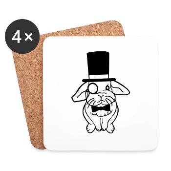 Mr. Bunny Gentleman Top Hat Monocle Glasses - Coasters (set of 4) - white - Front