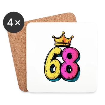 68 Nombre Couronne - Dessous de verre (lot de 4) - blanc - Devant