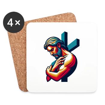 Homme chrétien - Dessous de verre (lot de 4) - blanc - Devant