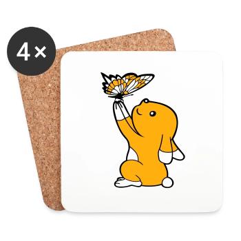 Bunny Butterfly Friends Holding Pretty Beautiful Cute - Coasters (set of 4) - white - Front