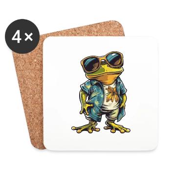grenouille drôle d’été - Dessous de verre (lot de 4) - blanc - Devant