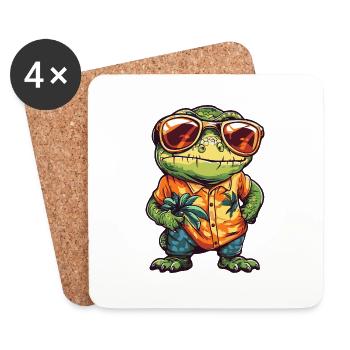 Chameleon Funny Summer - Coasters (set of 4) - white - Front