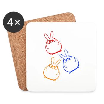 Lapin Drôle Pâques Coloré - Dessous de verre (lot de 4) - blanc - Devant