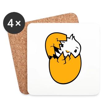 Bird Duck Hatching Egg Easter Easter Egg Baby Child - Coasters (set of 4) - white - Front