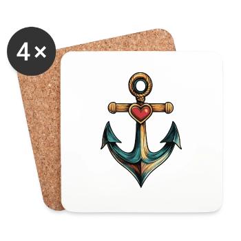 Anchor Heart - Coasters (set of 4) - white - Front