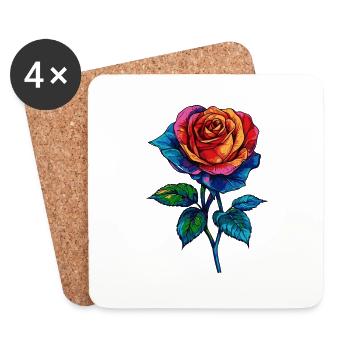 Rose - Untersetzer (4er-Set) - Weiß - Vorne