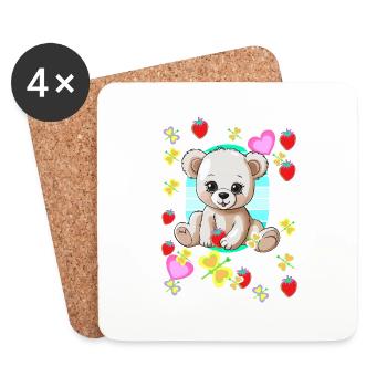 80s 90s Teddy Bear Bear Bears Kids Child - Coasters (set of 4) - white - Front