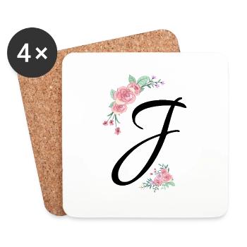 Buchstabe j Blumen - Untersetzer (4er-Set) - Weiß - Vorne