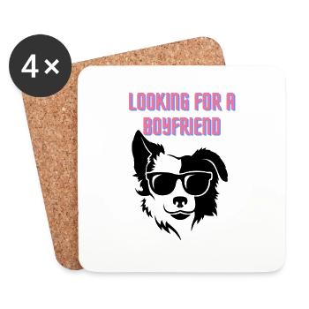 À la recherche d’un petit ami (chien cool) - Dessous de verre (lot de 4) - blanc - Devant