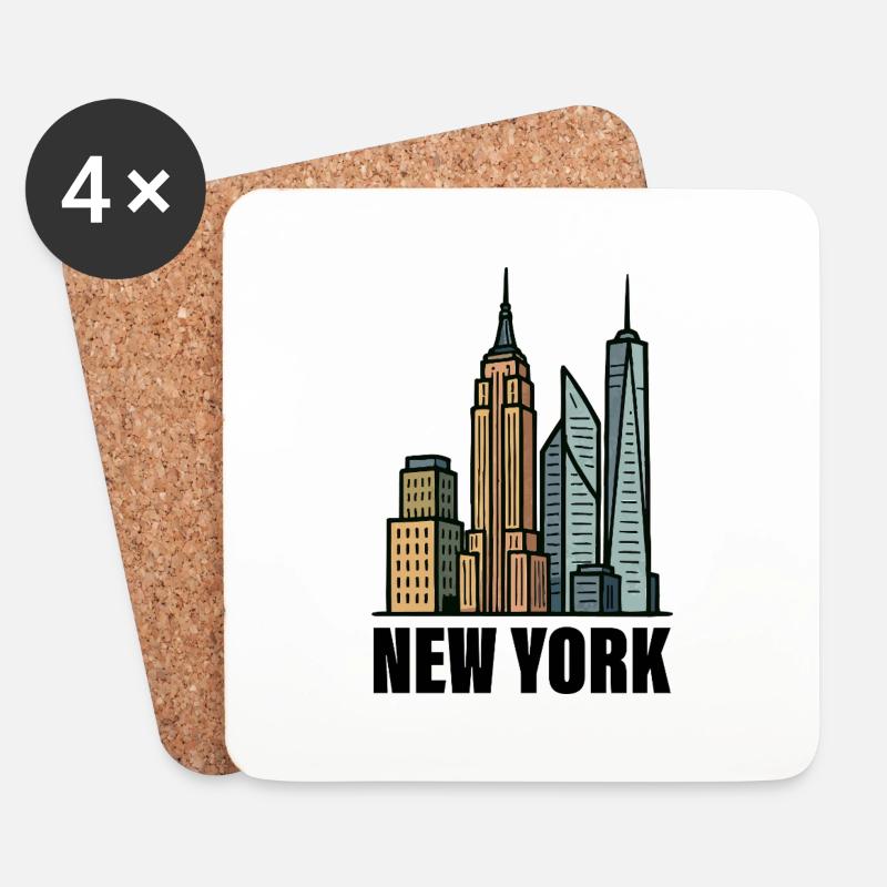 New York Skyline - Untersetzer (4er-Set) - Weiß