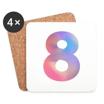 Colorful Number 8 - Coasters (set of 4) - white - Front
