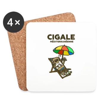 Cigale méditerranéenne - Dessous de verre (lot de 4) - blanc - Devant