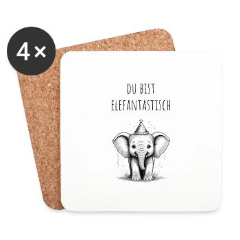 Du bist Elefantastisch - Untersetzer (4er-Set) - Weiß - Vorne