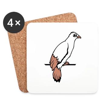 Bird Raven Dove Sitting Cable Hawk Eagle Birdie - Coasters (set of 4) - white - Front