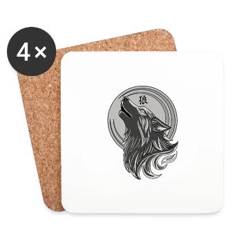 Tribal Wolf - Untersetzer (4er-Set) - Weiß - Vorne
