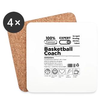 Leidenschaft des Basketballtrainers - Untersetzer (4er-Set) - Weiß - Vorne