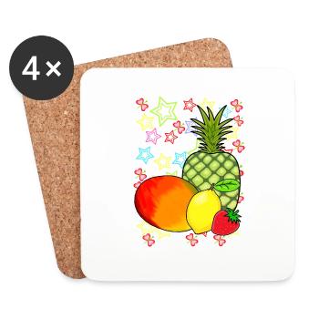 80s Fruit Fruits Fruit Retro Teen - Coasters (set of 4) - white - Front