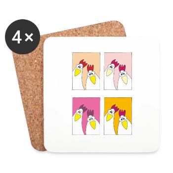 lustige hühner popart - Untersetzer (4er-Set) - Weiß - Vorne