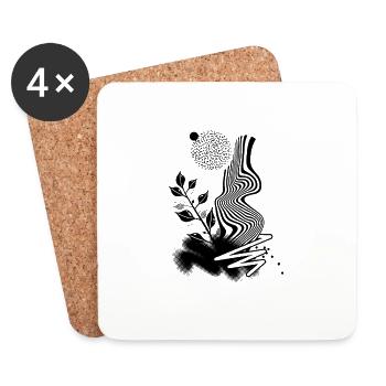 Cooles Tattoo Design mit Pflanze - Untersetzer (4er-Set) - Weiß - Vorne
