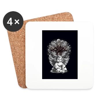 Angel Cross Crosses Crucifix Spirituel - Coasters (set of 4) - white - Front