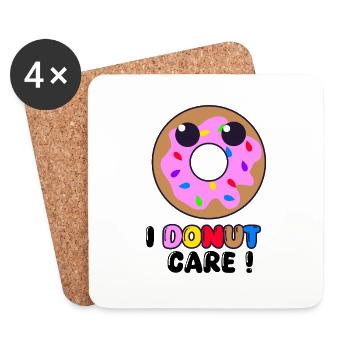 I Donut Care – Lustiges Donut-Gekritzel, süße Skizze - Untersetzer (4er-Set) - Weiß - Vorne