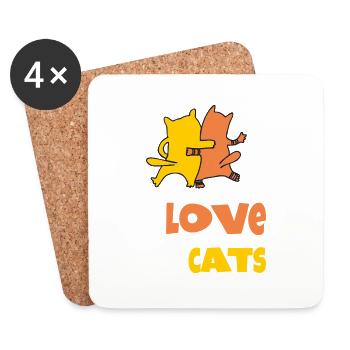love cats - Untersetzer (4er-Set) - Weiß - Vorne