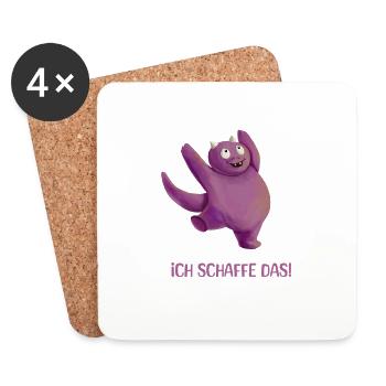 Ich schaffe das! | Motivation Spruch Positiv - Untersetzer (4er-Set) - Weiß - Vorne