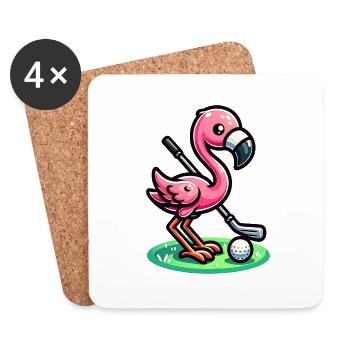 Flamingo Golfer - Fun Golf Design - Dessous de verre (lot de 4) - blanc - Devant