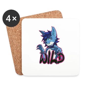 Loup sauvage - Dessous de verre (lot de 4) - blanc - Devant