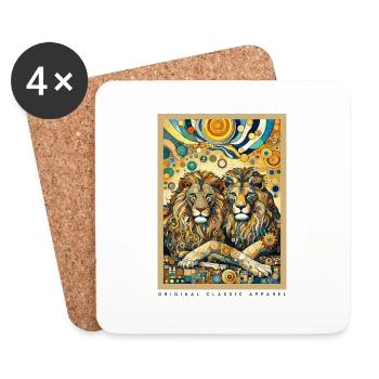 Lions Lion Zwei Löwen - Untersetzer (4er-Set) - Weiß - Vorne