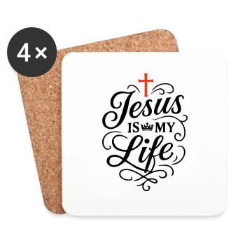 Jesus My Life Faith - Coasters (set of 4) - white - Front