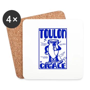 Cigale Toulon, die Diva des Südens, Retro-Maskottchen - Untersetzer (4er-Set) - Weiß - Vorne