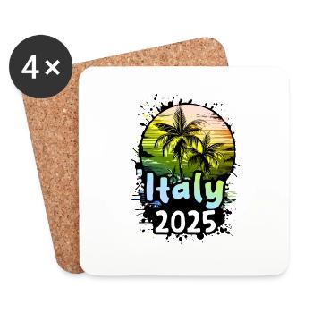 Italie 2025 Palmiers de vacances - Dessous de verre (lot de 4) - blanc - Devant