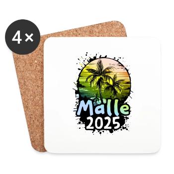 Malle 2025 Urlaub Palmen - Untersetzer (4er-Set) - Weiß - Vorne