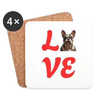 I Love French Bulldog , Dog Lover, Gift Dog Lover - Coasters (set of 4) - white - Front