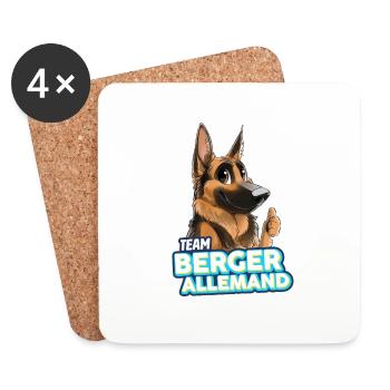 TEAM Berger Allemand - Fauve - Dessous de verre (lot de 4) - blanc - Devant