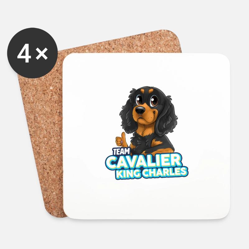TEAM Cavalier King Charles - Black & Tan - Coasters (set of 4) - white
