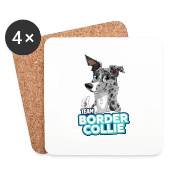 TEAM Border Collie Poil Court - Bleu Merle - Dessous de verre (lot de 4) - blanc - Devant