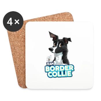 TEAM Border Collie Poil Court - Noir Bicolore - Dessous de verre (lot de 4) - blanc - Devant