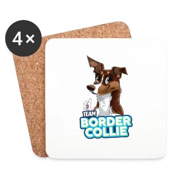TEAM Border Collie Poil Court - Rouge Tricolore - Dessous de verre (lot de 4) - blanc - Devant