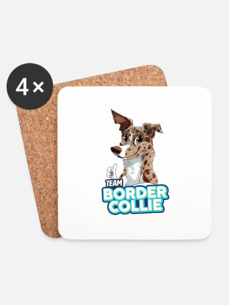 TEAM Border Collie Short Pile - Merle Red - Coasters (set of 4) - white