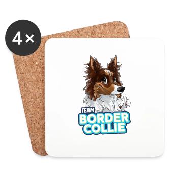 TEAM Border Collie Long Hair - Red Tricolor - Coasters (set of 4) - white - Front