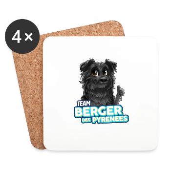 TEAM Berger des Pyrénées - Noir - Dessous de verre (lot de 4) - blanc - Devant