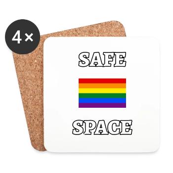 SAFE SPACE LGBT Regenbogen-Flagge - Untersetzer (4er-Set) - Weiß - Vorne