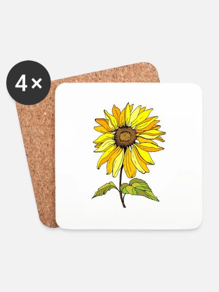 Blume - Untersetzer (4er-Set) - Weiß