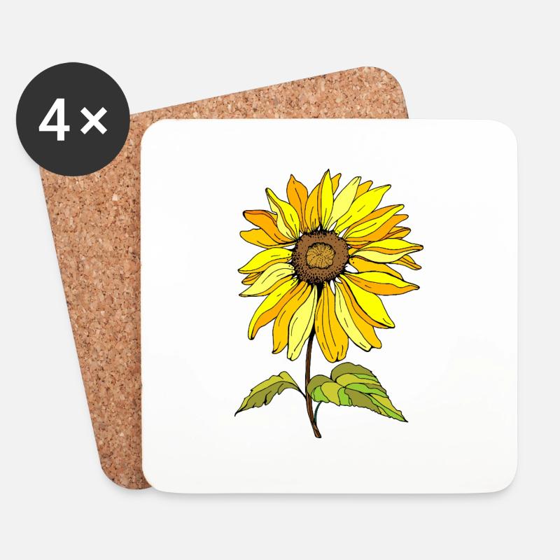 Blume - Untersetzer (4er-Set) - Weiß