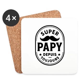 Super papy depuis toujours - Dessous de verre (lot de 4) - blanc - Devant